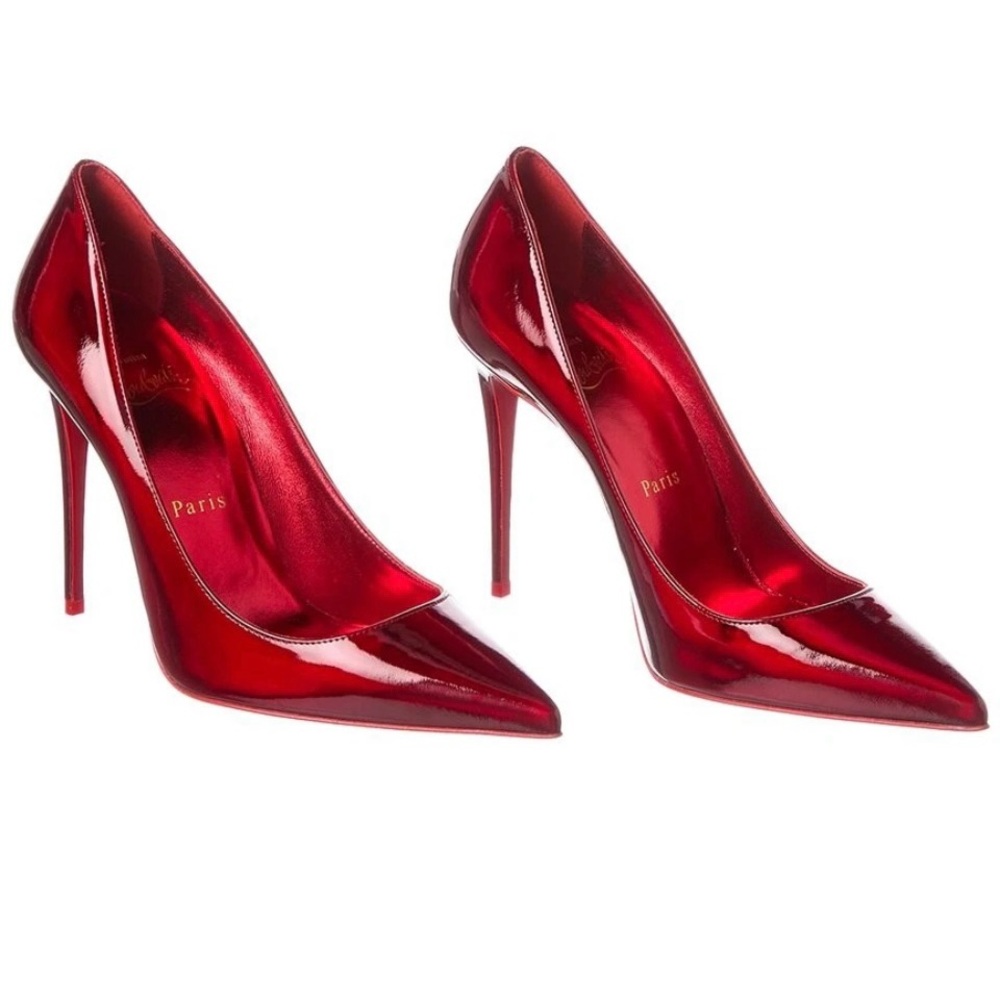 Christian Louboutin Glossy Red High Heels with Pointed Toe